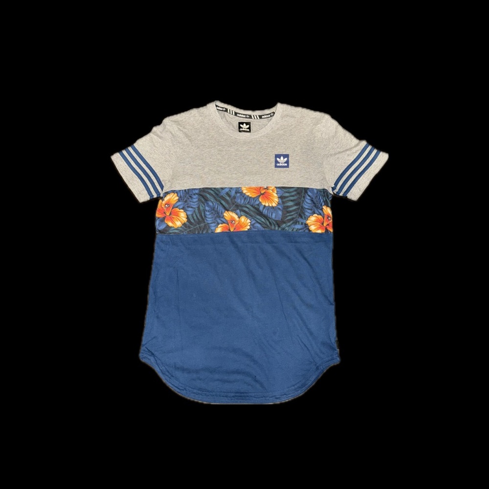 ADIDAS color block shirt with floral strip